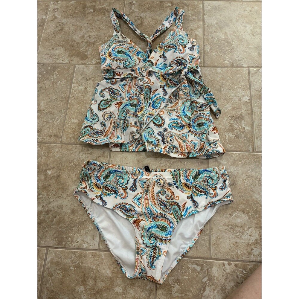 Alex Marie Paisley Print Tankini Swimsuit Set Size XL